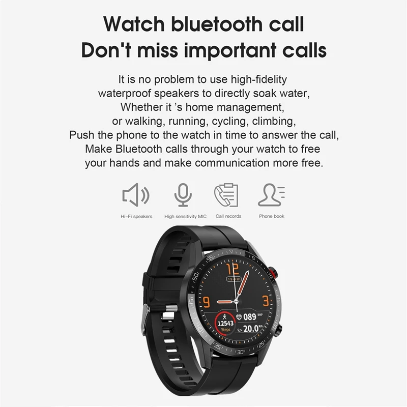 

Smartwatch L13 Smart Watch Fitness Tracker Support Blood Pressure Oxygen ECG Peeter Answer Call for IOS Android