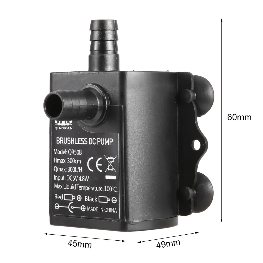 

Ultra-quiet USB Mini Brushless DC Water Pump Submersible Fountain Aquarium Circulating DC5V 2.4W /4.8W 250L/H Lift 2m Newest