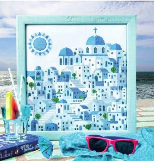 Золотая коллекция Набор для вышивки крестиком синий замок Сказочная сказка