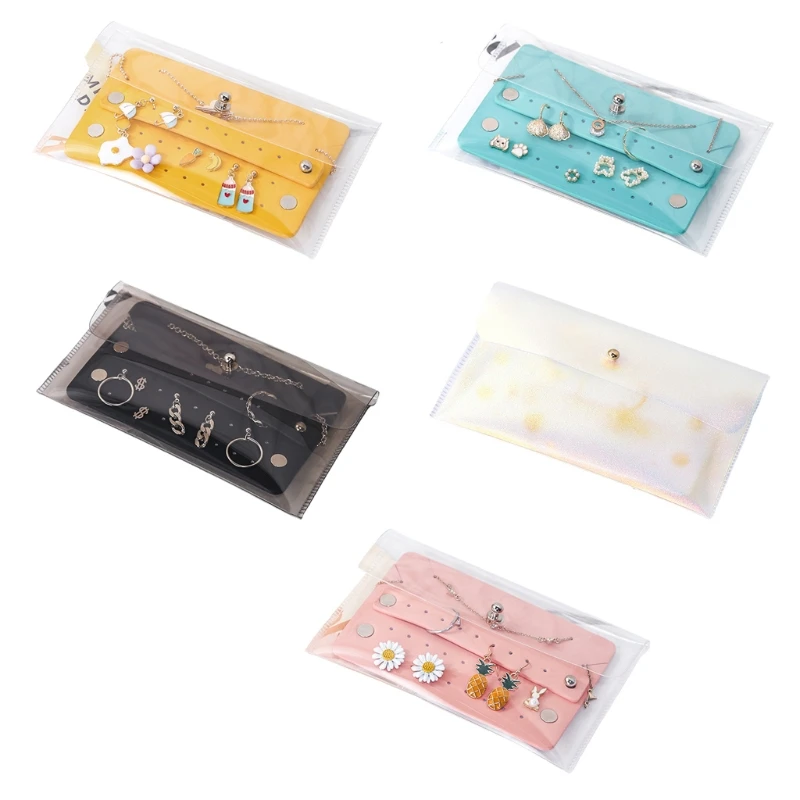 

Travel Jewelry Organizer Case Foldable Jewelry Roll Transparent Bag Jewelry Organizer Bag for Earrings Necklace 101A