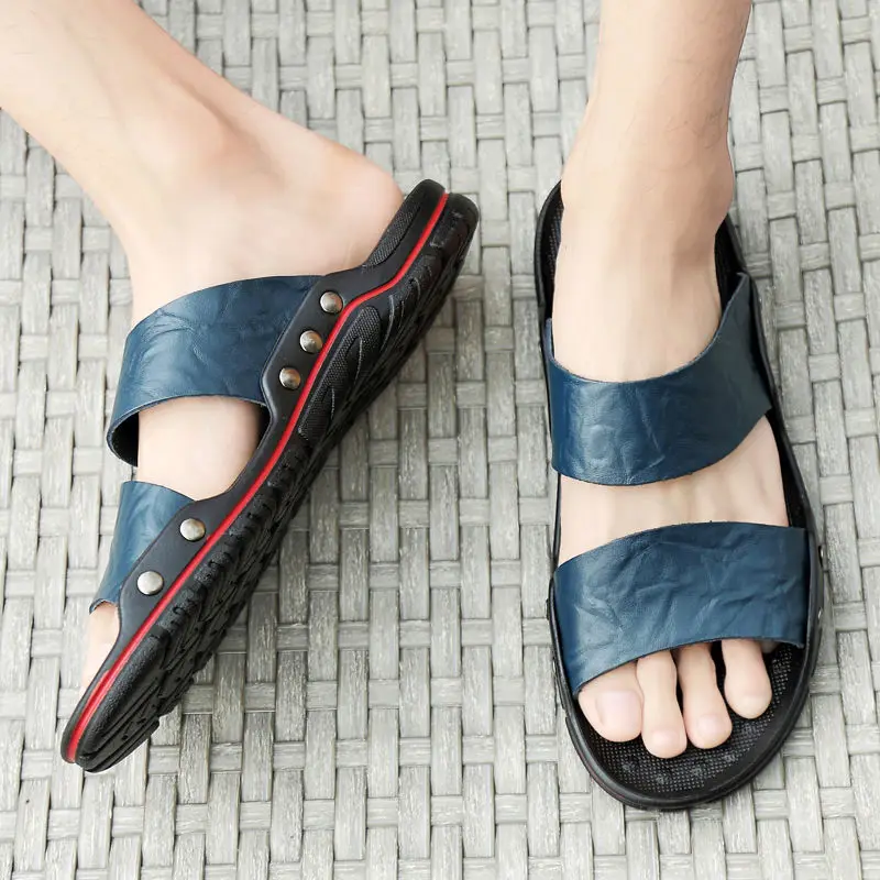 Сандалии мужские из спилка и кожи дышащие повседневные большого размера 48 | Обувь