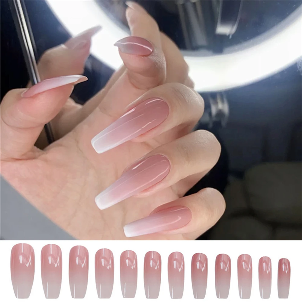 

Модный искусственный инструмент для маникюра с полным покрытием для женщин 24 шт./коркор. носимые длинные гвозди накладные ногти