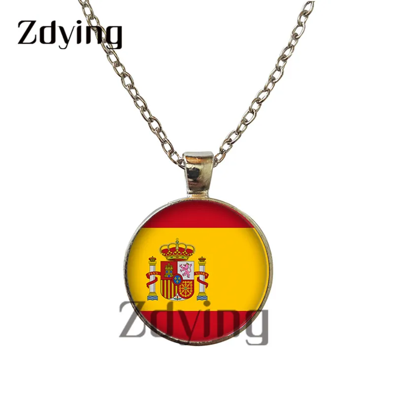 Ожерелье с подвеской в виде флага страны закрашенного Испании России Кореи