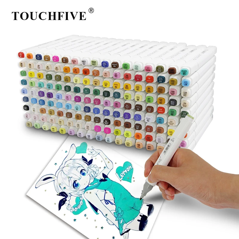 

TouchFIVE Double Head Markers Manga Drawing Markers Pen Alcohol Based Sketch Felt-Tip Twin Brush Pen 30/40/60/80/168 Colors Set