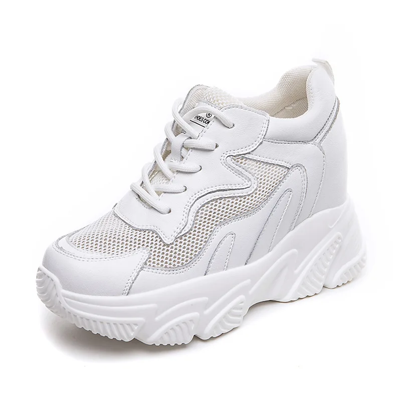 

Women Fashion 2021 Internal Increase Vulcanized Shoes Ladies Snakers Thick Bottom Footwear Female Split Leather Shoes D0034
