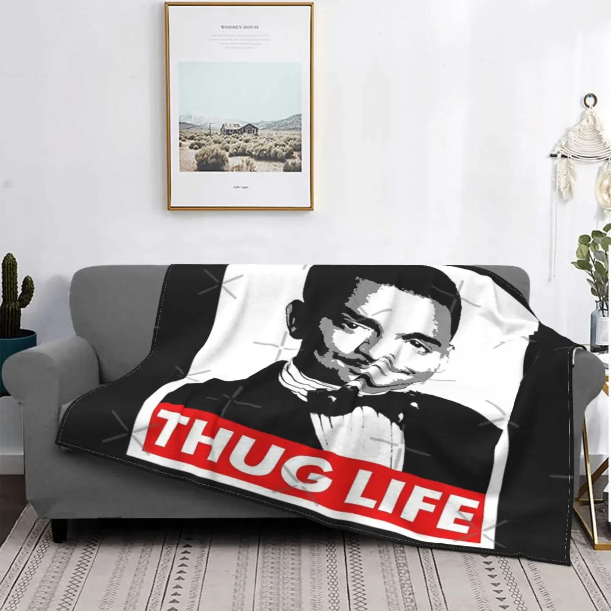 

Thug Life-colcha a cuadros para cama, cobertor de cama, double Manta, para Baby