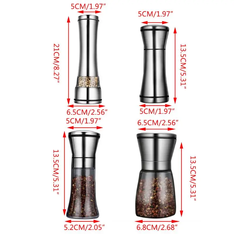 

Manual Pepper Grinder Stainless Steel Coarseness Adjustable Salt Spice Mill Tool
