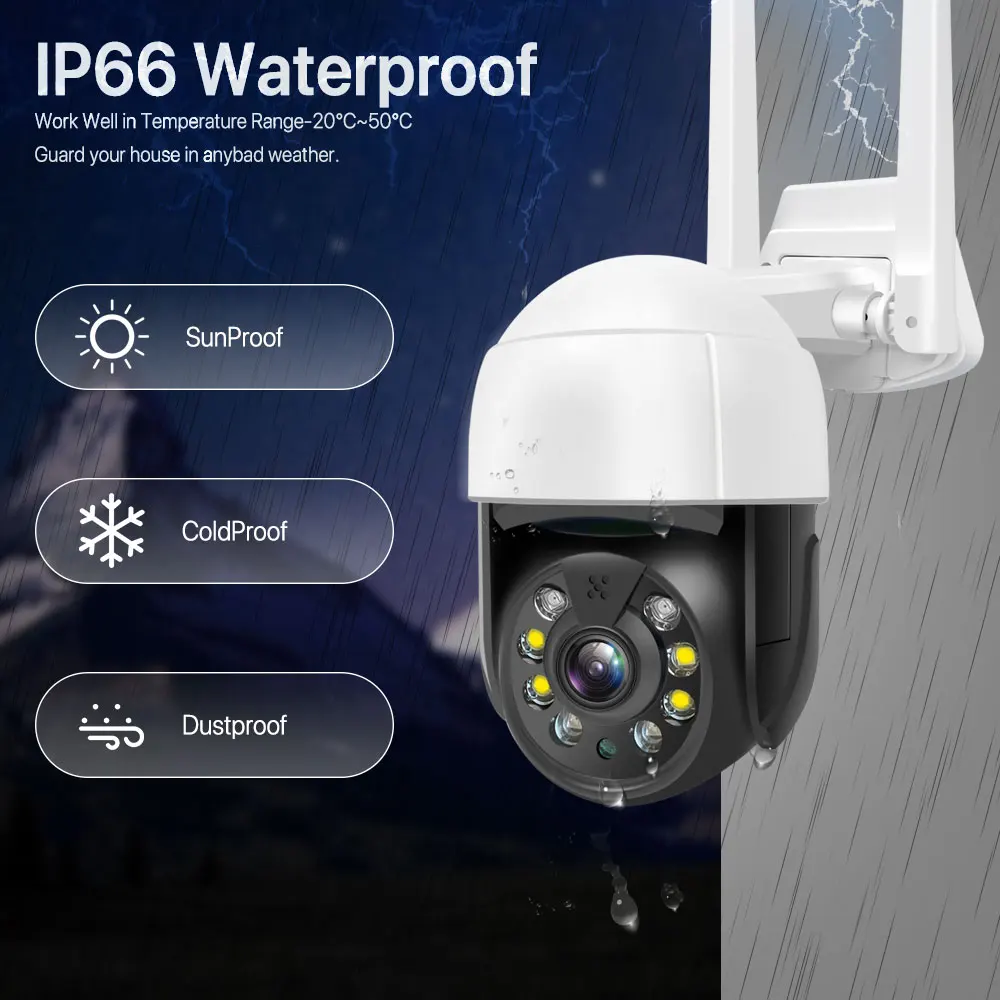 5MP HD Wifi IP Camera Tuya Auto Tracking Wireless Security 1080P Outdoor Street PTZ CCTV AI Detect Surveillance | Безопасность и