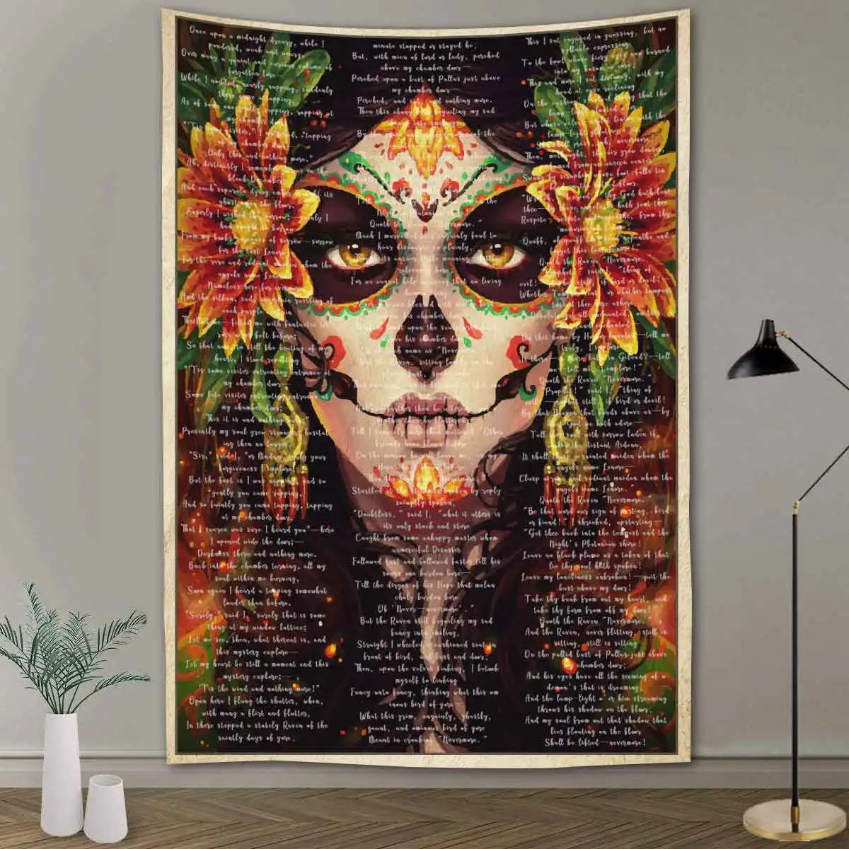 

Simsant The Raven Tapestry Banksy Street Graffiti Art Wall Hangings Tapestries Old Parchment Style Tapestry for Dorm Home Decor