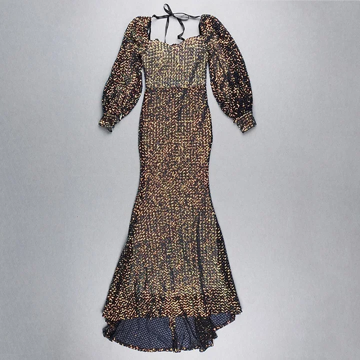 

Evening Party Dress Top Quality Long Sleeve Fashion Shining Celebrity Sexy Dresses Women Dress