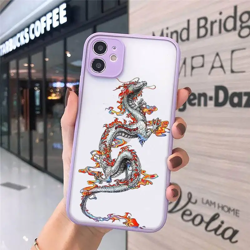 

Fashion Dragon Animal Pattern Phone Case matte transparent For iphone 7 8 11 12 plus mini x xs xr pro max cover