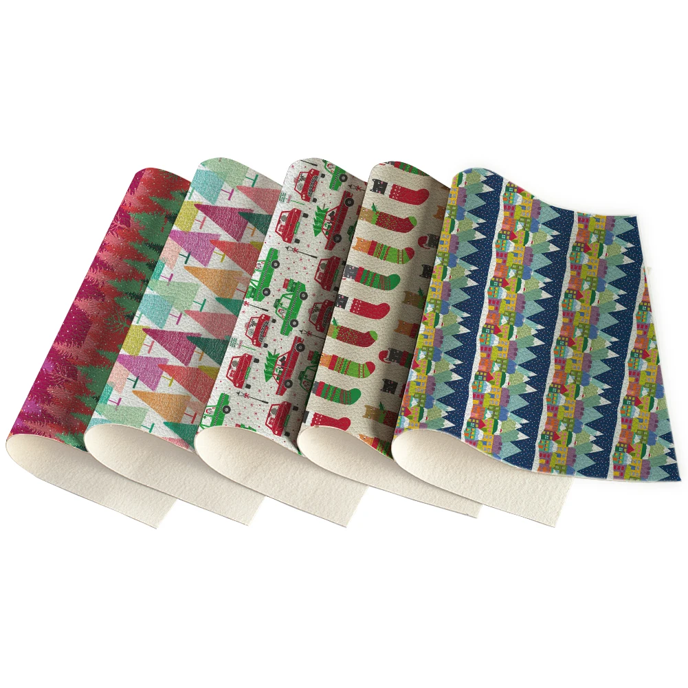 

Christmas Theme Stocking Tree Car Lychee Printed Leather Fabric Artificial For Home Party Decor Hair Accesssories,30*136