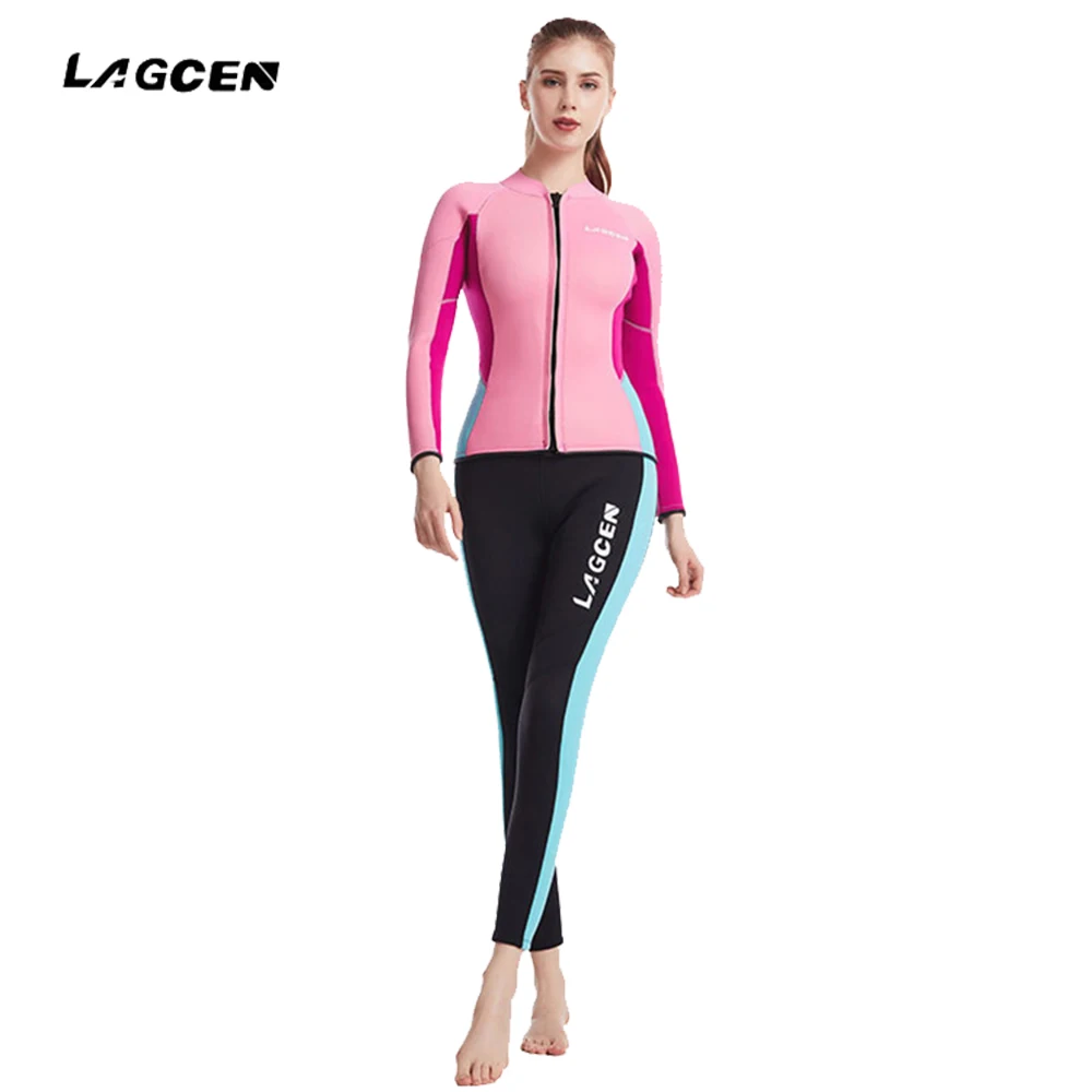 2.5MM Neoprene Wetsuit Women's Long-Sleeve Wetsuit Womens Surfing Snorkeling 2-Piece Cold-Proof And Warm Snorkeling Wetsuit