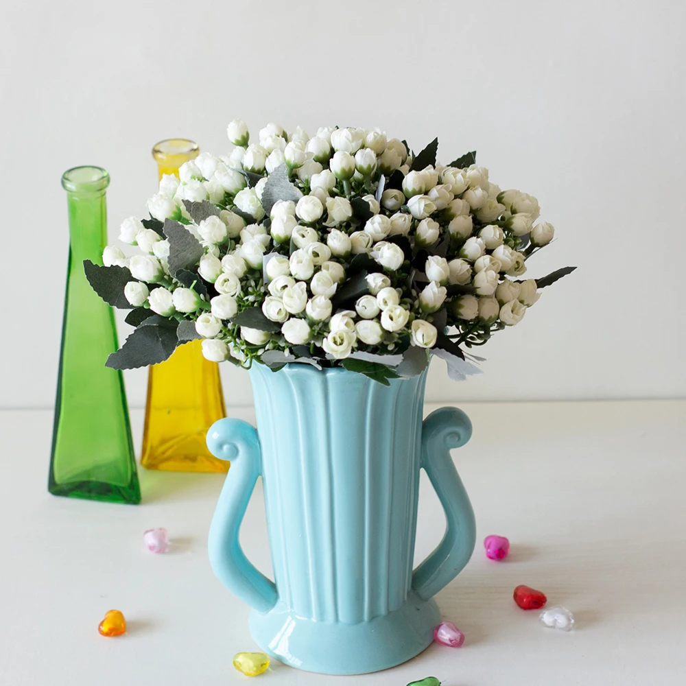 Имитация цветка Милан маленькая Роза Бутон 6 бутон мини вилка 36 гостиная спальня