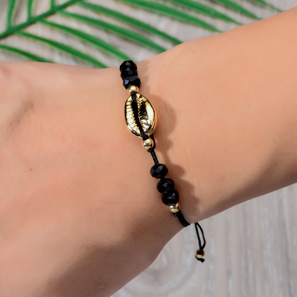 12 шт./партия Оболочка золотого цвета очаровательные плетеные браслеты ручной