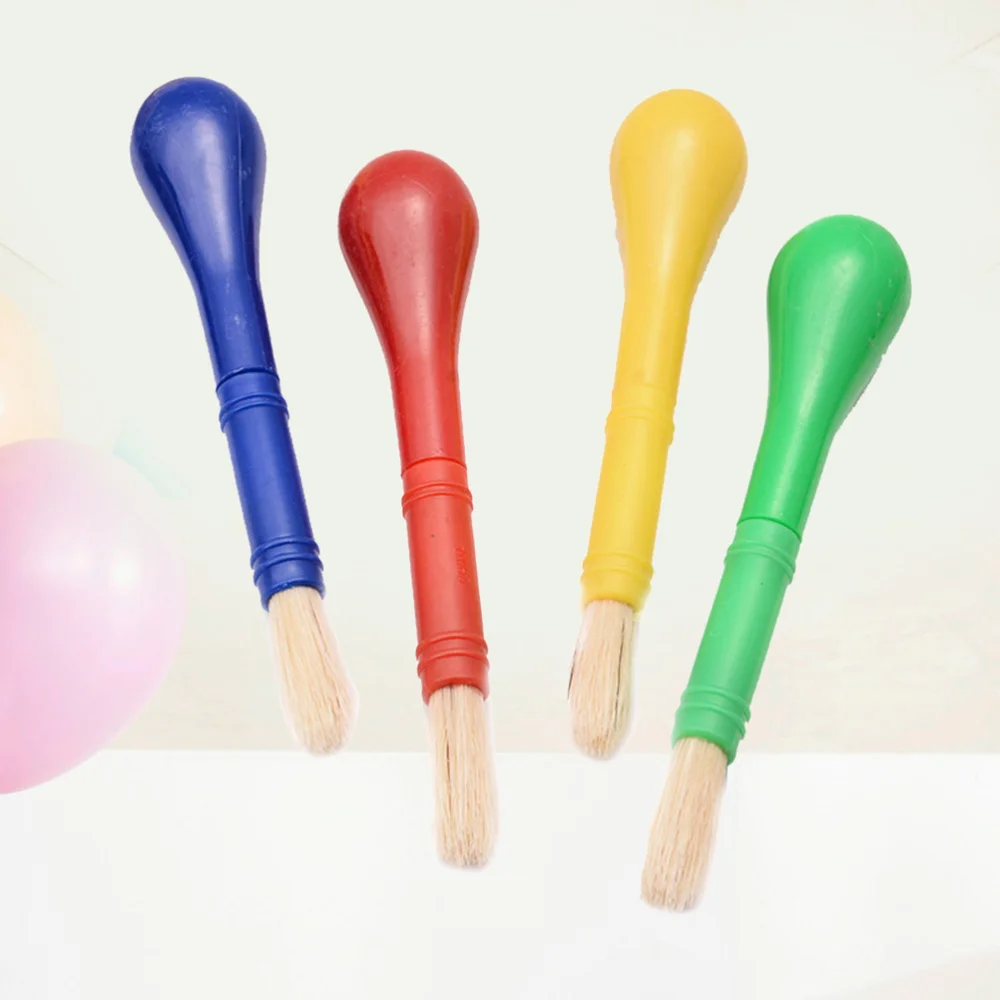 

4pcs Toddler Paint Brushes Handle Nylon Painting Brush for Painting Crafts and DIY (Red Yellow Blue Green)