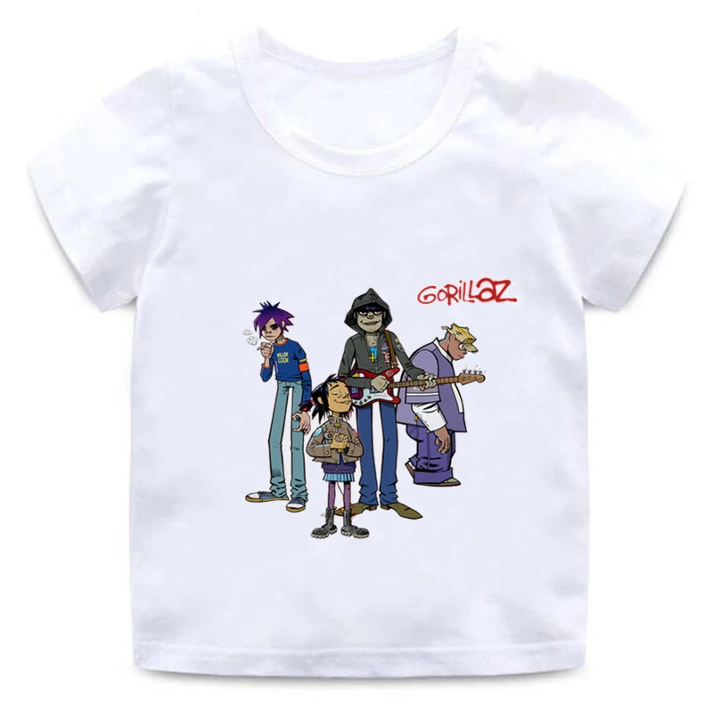 Gorillaz принт Забавная детская футболка Модные топы для маленьких мальчиков и