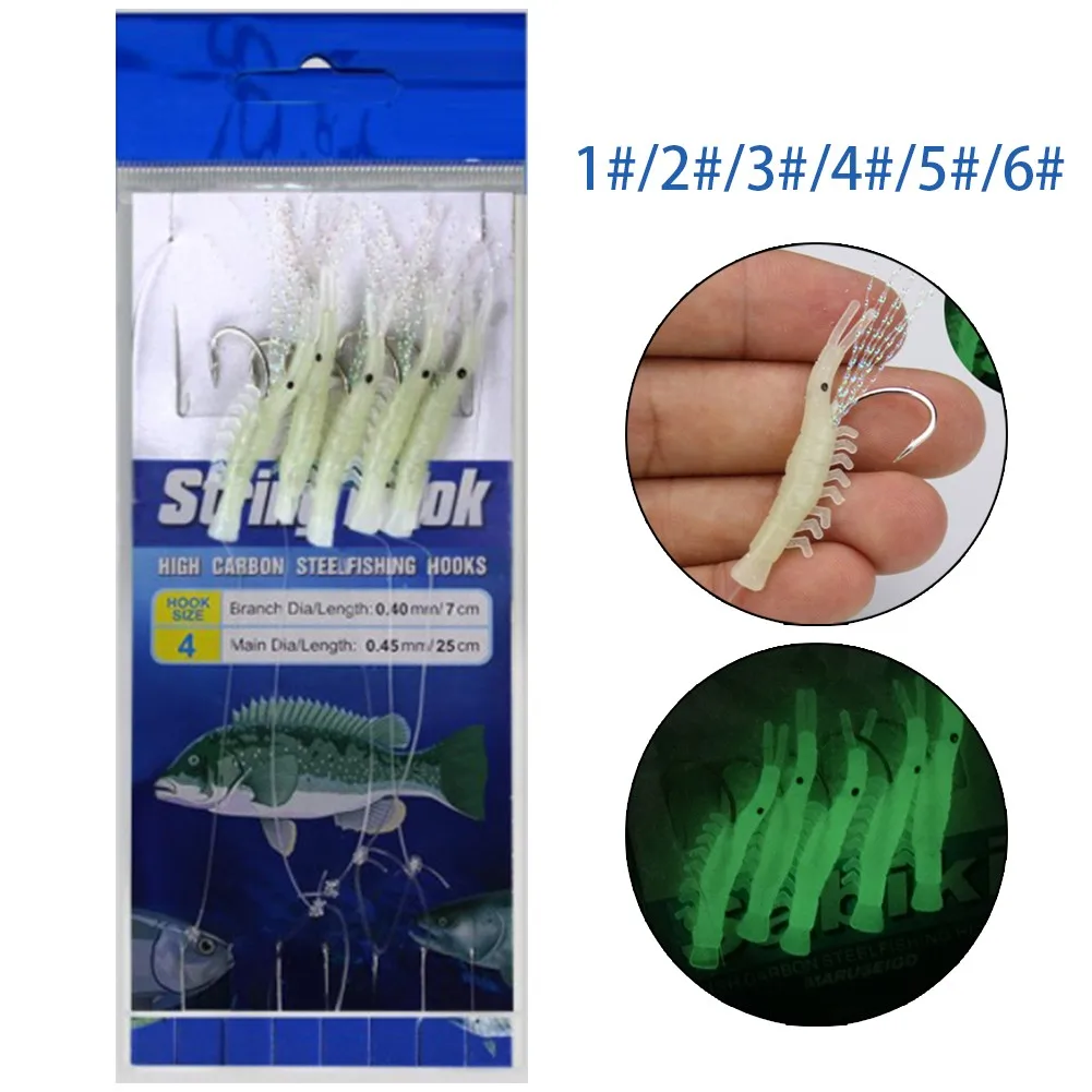 

5 In 1 Night Luminous String Hook Sets Bait Rigs Sabiki Soft Fishing Lures Fishing Tackle Hooks Set