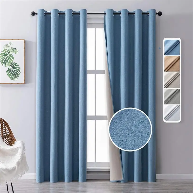 

Linen 100% Blackout Curtains For Bedroom Full Shading Curtains Drapes Window Treatment for Living Room Custom Made Blinds