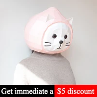 peach cat animal adult head mask paper model3d papercraft art costume party cosplayhandmade diy origami craft toy rty012