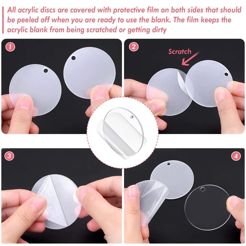 

174 Pcs Acrylic Keychain Blanks Keychain Tassels Set for DIY Keychain Vinyl Crafting