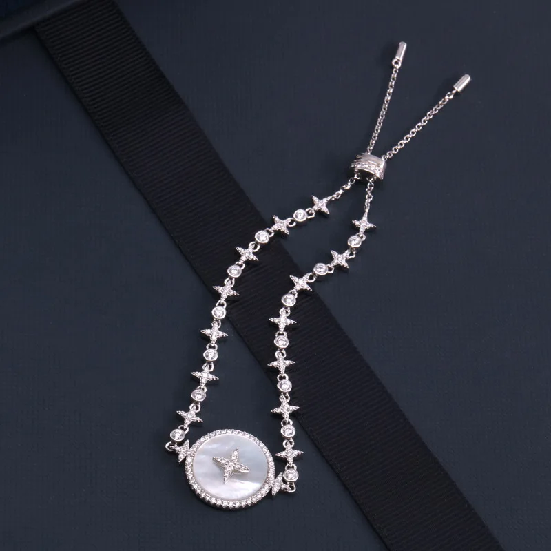 

Luxury S925 natural shell fashion jewelry star charm bracelet female bracelets lace fashion accessories jewel lover gifts women