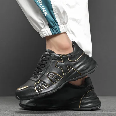 

Outdoor Men's Casual Shoes Anti-slip Breathable Genuine Lace-up Leather Sport Shoes Autumn Spring Comfortable Walking Sneaker