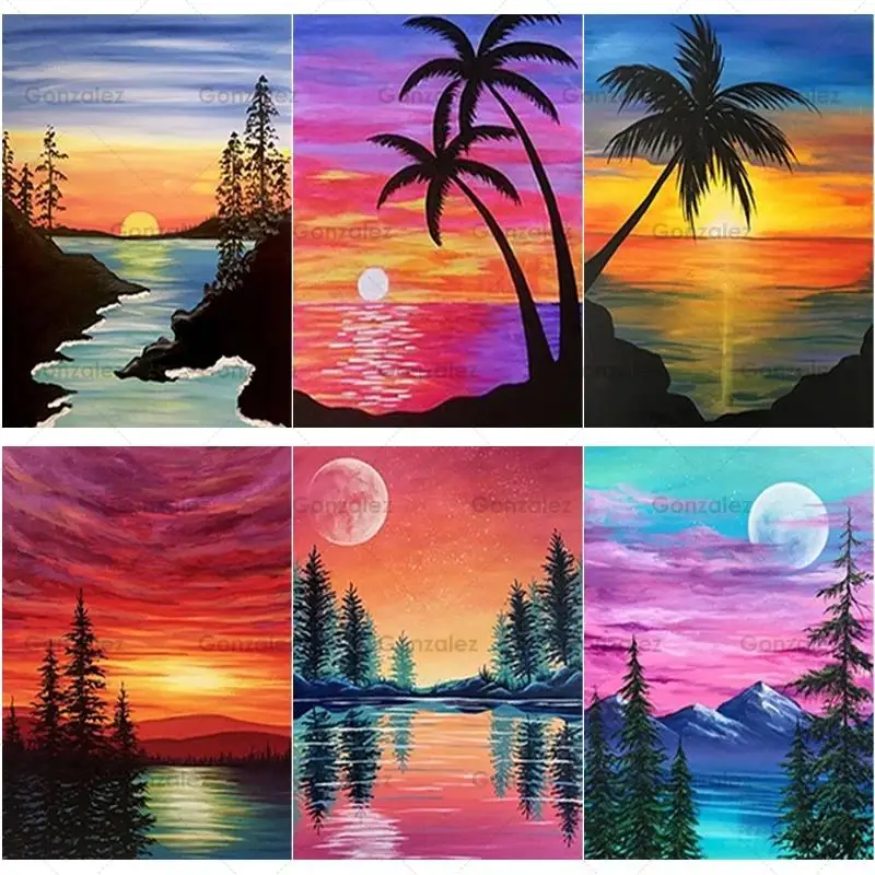 

5D Art Diy Sunset Landscape Rhinestone Embroidery Diamond Painting Full Drill Mosaic Cross Stitch Crafts Gifts Home Decoration