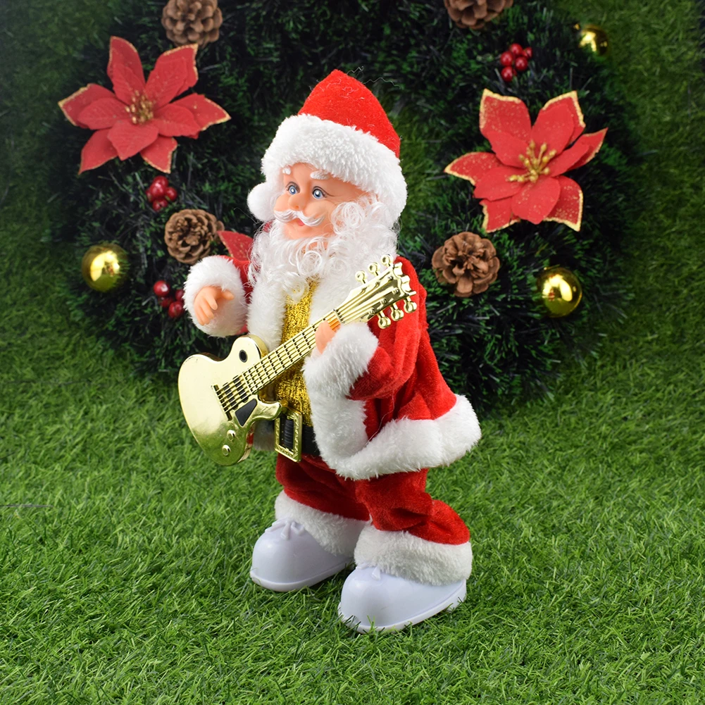

Christmas Decorations Electric Santa Playing guitar Claus Music Small Doll CHILDREN'S Toy Christmas Gift