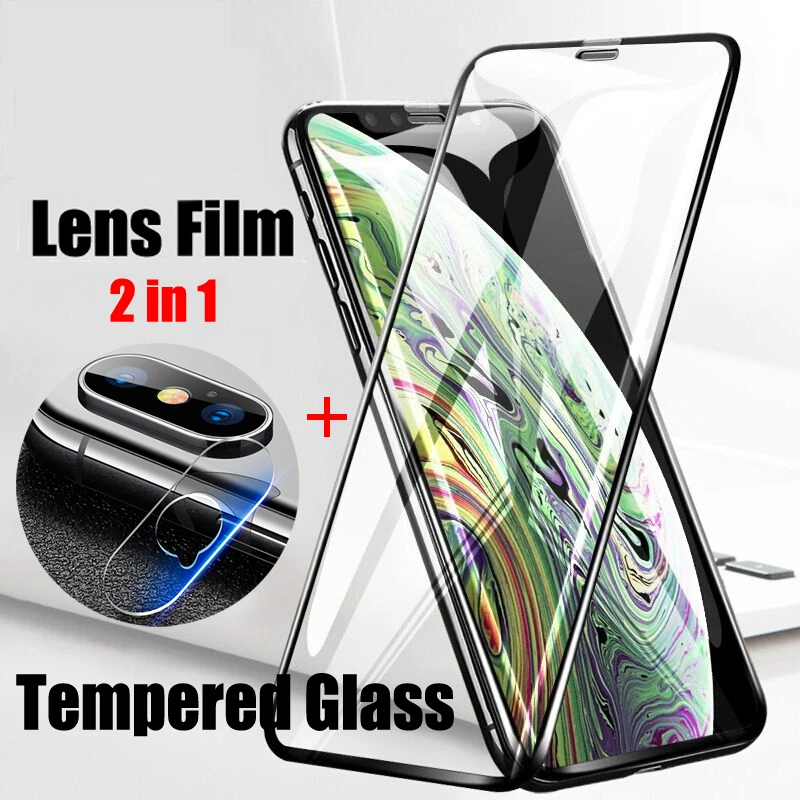 2 в 1 задняя защита для объектива камеры стекло iPhone X XS MAX XR 8 7 6 6S Plus стеклянная