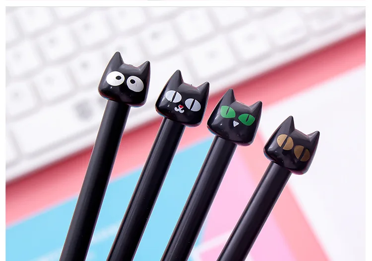 

0.5mm Cute Kawaii Black cat Gel Pen Signature Pens Escolar Papelaria For Office School Writing Supplies Stationery Gift