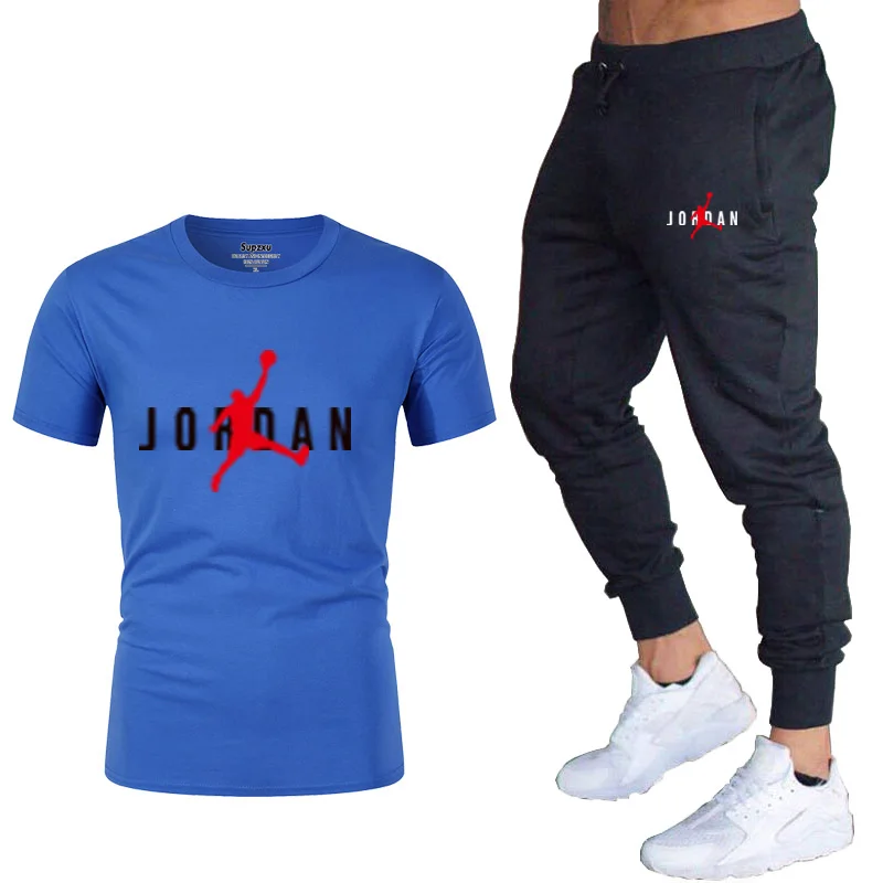

Hot-Selling Summer T-Shirt Pants Set Casual Brand Fitness Jogger Pants T Shirt Hip Hop Fashion Men's Tracksuits