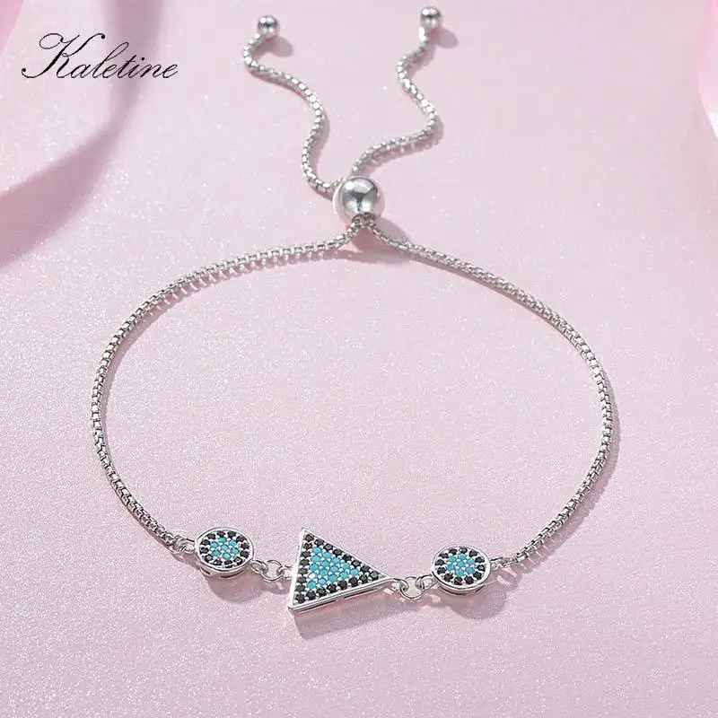 Браслет KALETINE из стерлингового серебра 925 пробы с двумя геометрическими синими