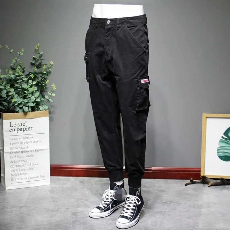 

Джинсы-карго мужские с карманами, модные уличные штаны свободного покроя в стиле хип-хоп, брюки-султанки из денима, повседневные спортивные ...