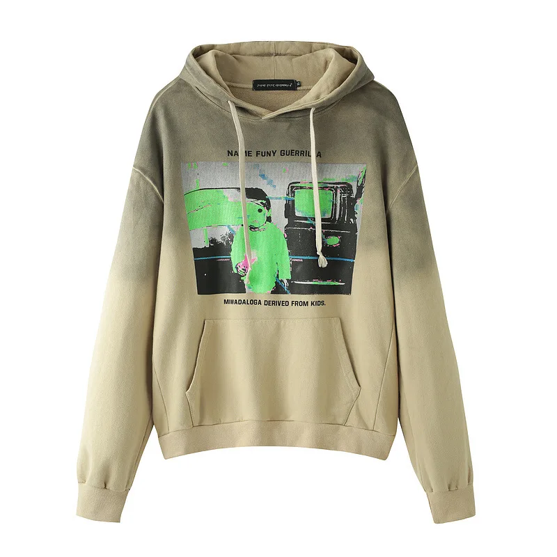 

SEVEYFAN 2021 Men's Hip-hop Sweatshirt Printed Tie-dye Gradient Hoodies High Street Loose Hoodie Long Sleeve Jacket