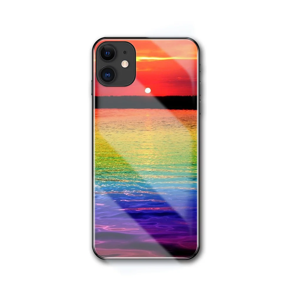 FinderCase XS MAX чехол для закаленное стекло для iPhone Радуга закат Кошка Луна iPhone XR MAX 6 6 S 8 7 plus X - Цвет: 01929