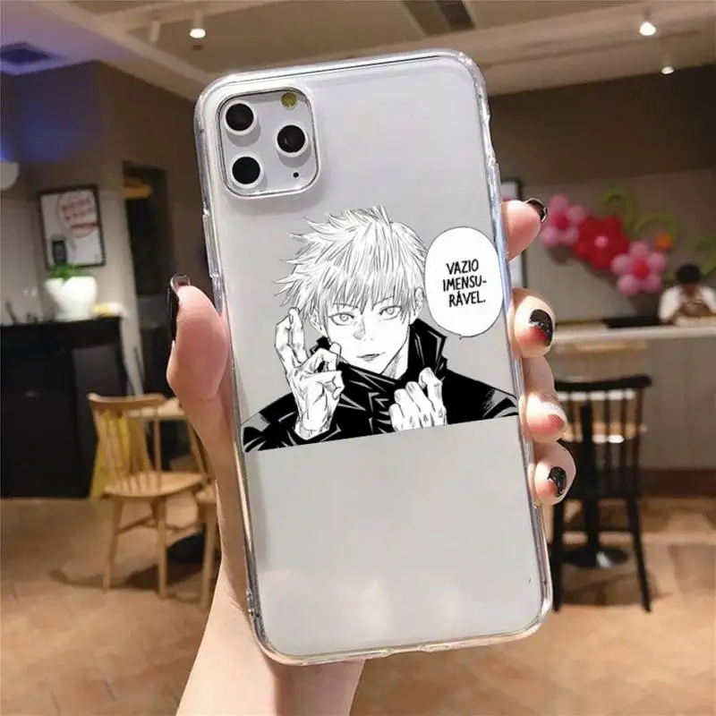 

Hot Anime Jujutsu Kaisen Phone Case Transparent for iPhone 6 7 8 11 12 s mini pro X XS XR MAX Plus cover funda shell