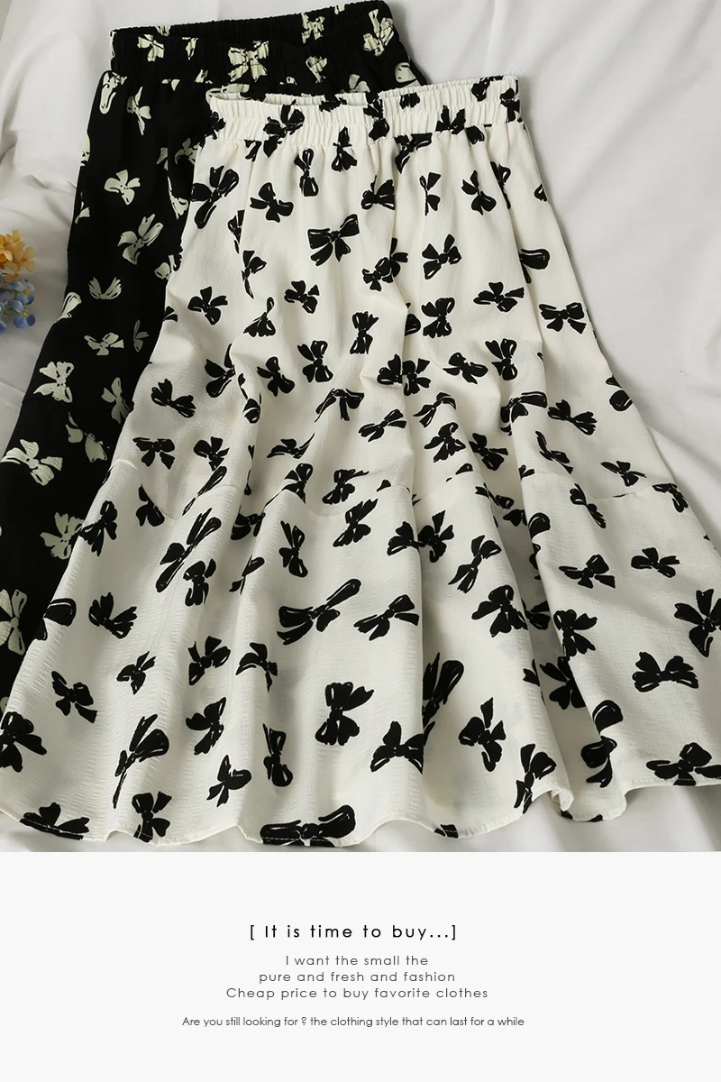 

Hong Kong-style retro butterfly printed A-line skirt women casual skirts
