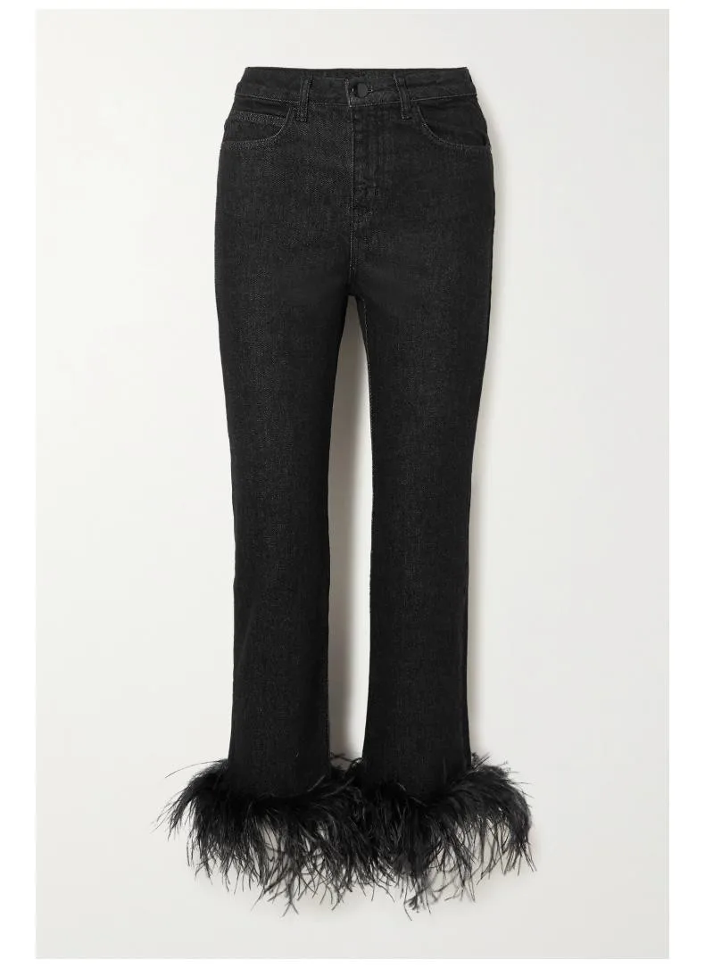 Женские джинсы с перьями весна 2022 | Женская одежда