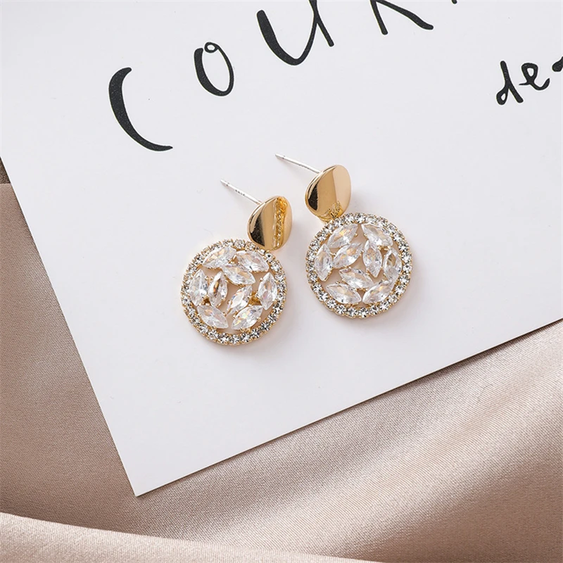 RUANMEDiamond Эффектные серьги женские Геометрические большие круглые кристалл
