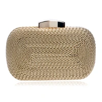 elegant hard box clutch evening bags weave womens wedding prom evening party chain shoulder bags