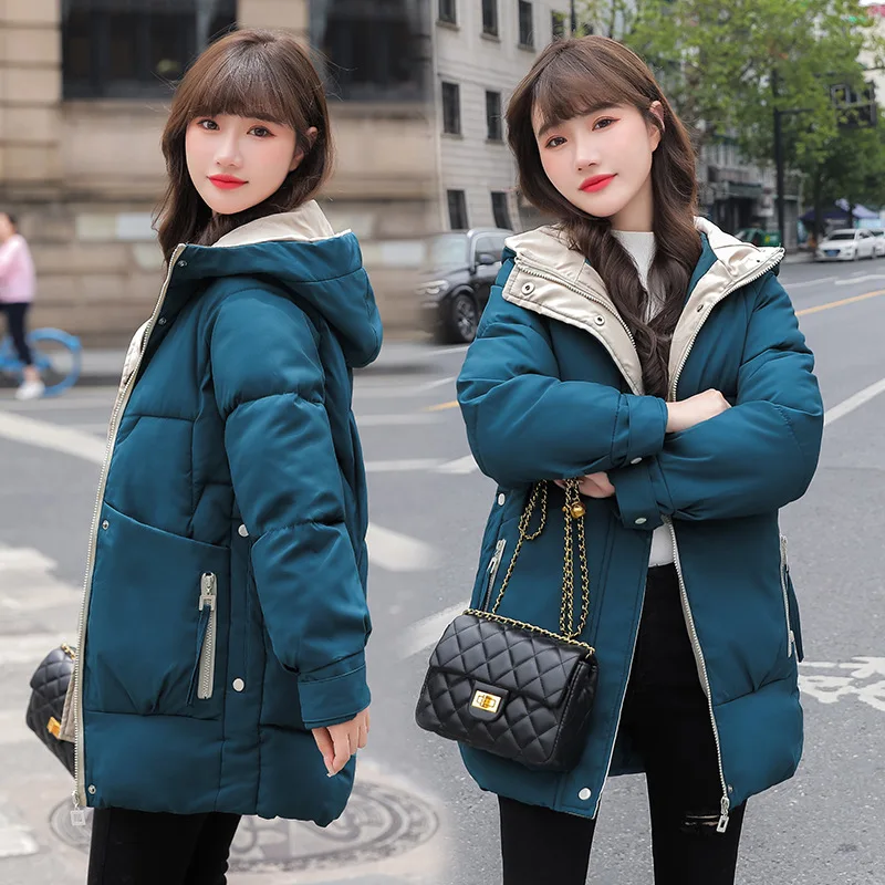 

Parkas Women Fashion Winter Down Jacket Coat Hooded Warm Thick Overcoat Plus Size Jacket Female Padded Coats Winter Ladies 2021
