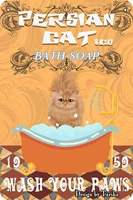 sphynx cat co bath soap wash your paws cats bathroom vintage plaque poster tin sign wall decor hangingmetal decoration