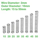 Маленькие пружины сжатия, диаметр проволоки 2 мм, внешний диаметр 10 мм, длина от 15 мм до 50 мм