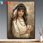 Милая девушка, полная квадратная круглая алмазная живопись, картины с маленькой индийской девушкой, вышивка, мозаика 5D, сделай сам, настенное искусство, Декор, новое поступление