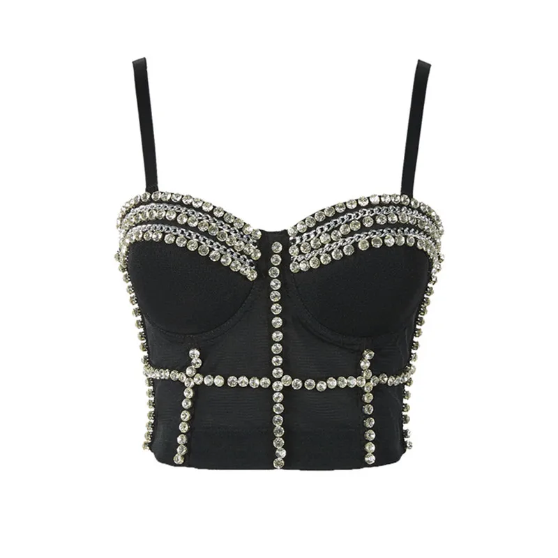 Пикантные белые Корсет Топ Для женщин корсеты и бюстье тонкий Стразы блестящая
