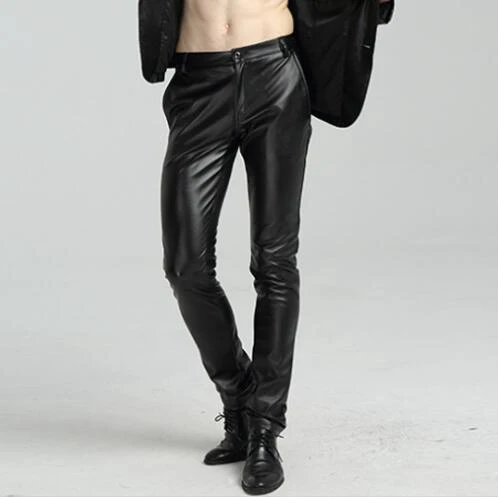 Idopy обтягивающие брюки из искусственной кожи для мужчин тонкие джоггеры вечерние