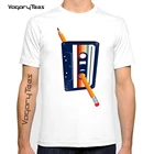 2021 футболка Vagarytees с кассетной лентой и карандашом, мужская летняя новая короткая футболка, мужская белая Повседневная футболка, уличная одежда унисекс