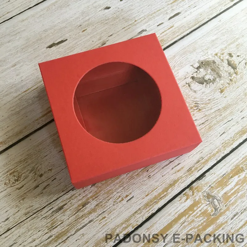 20 шт. коробка из крафт бумаги прозрачная оконная горка открытая для ювелирных