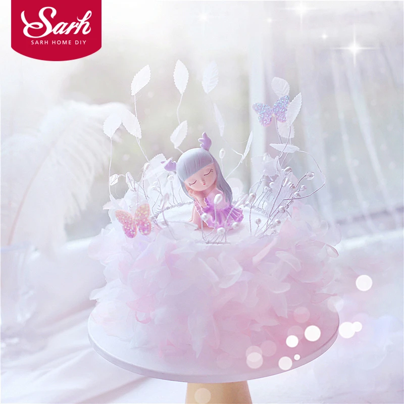 Светильник фиолетовая смола олень Фея девочка мальчик торт Топпер С Днем